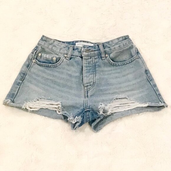 Banjara 1 (24) Button Fly Distressed Denim Women’s Jeans Shorts Mid Rise - Picture 2 of 6